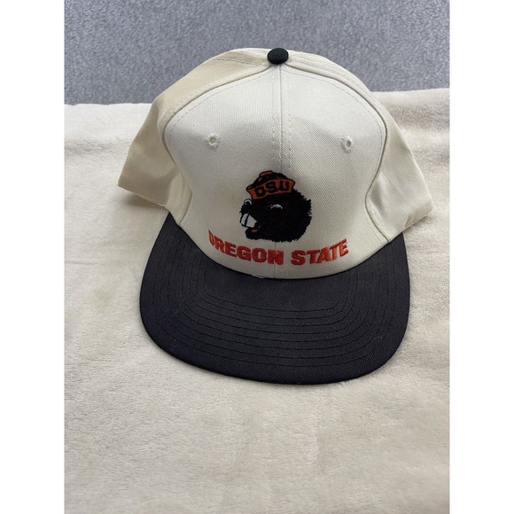 OSU Oregon State University Beavers Hat Stitched White One Size Vintage - Picture 11 of 11